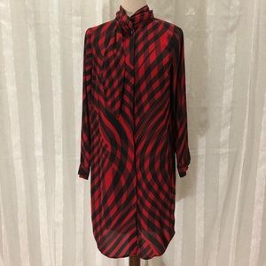 Vince Camuto XS red plaid neck tie dress